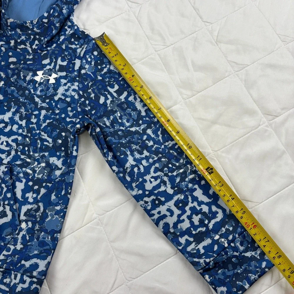 Under Armour Youth Small Hoodie Blue Camo Loose‎ Fit Pullover Fleece Lined